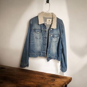 Old Navy Blue Denim Jacket with Sherpa Collar/ Cuffs